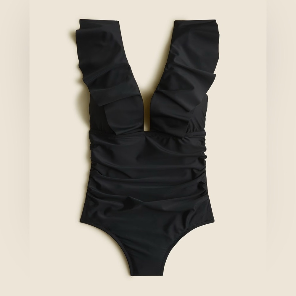 J. Crew Ruched Ruffle One-Piece Swimsuit